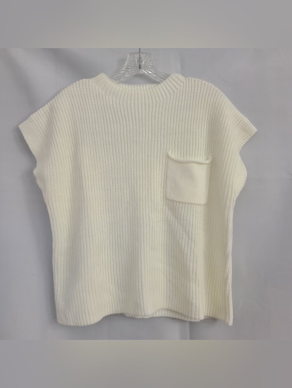 Ugerlov M Ivory Merino Wool Blend Boxy Oversized Relaxed Casual Neutral Knit Top